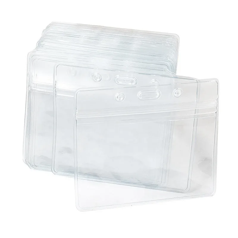 Горячий-пластиковый горизонтальный бэйдж с именной меткой футляры для идентификационных карт, 50 шт, прозрачный