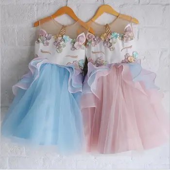 

2018 Girls Cartoon dress Unicorn Print girls Dress Cosplay Birthday Dress Gift for Girls