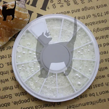 

hottest Japanese Trending white half-round pearls mix sizes 1.5mm,2mm,3mm nail art top quality pearls beads nail art supplies