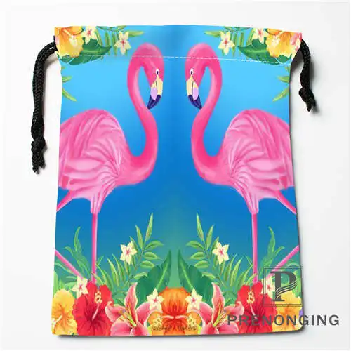 Custom Flamingo Drawstring Bags Printing Fashion Travel Storage Mini Pouch Swim Hiking Toy Bag Size 18x22cm