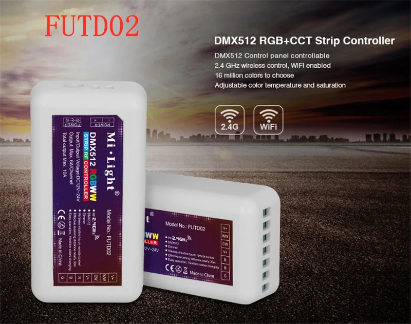 2.4G RF Wireless Mi Light FUTD02 DMX512 RGBWW/CW strip controller RGB+CCT control panel controllable DC12V-24V | Лампы и освещение