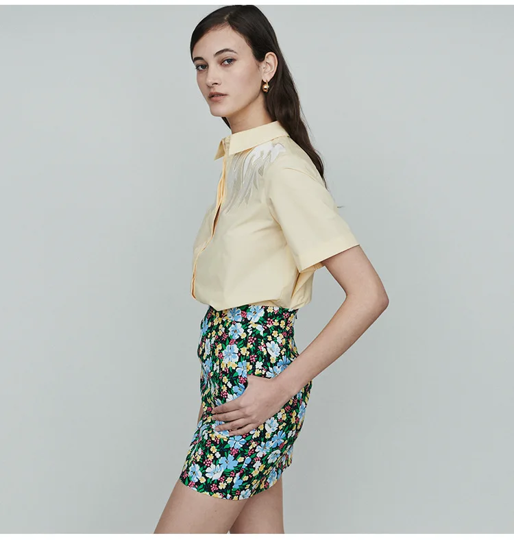 

Women Skirt 2019 Spring and Summer New Women's Printed High Waist Zipper Short Skirt
