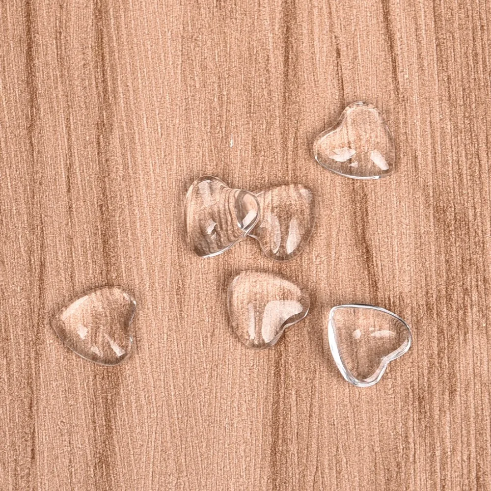 8mm Transparent Glass Cabochons Clear Heart & Flat Back Thickness 3 (2)
