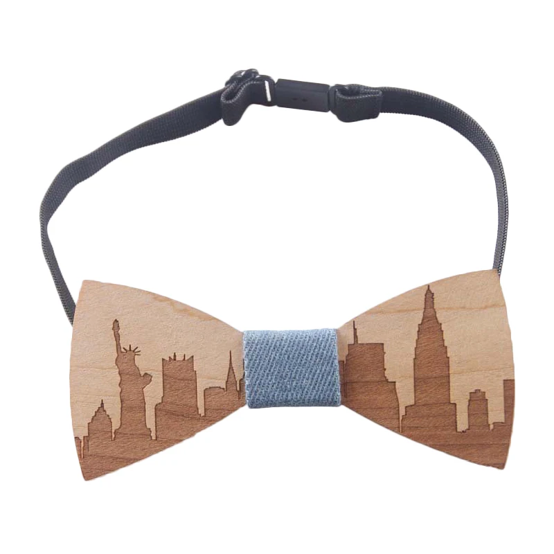 Высококачественный гравировальный лазерный деревянный лук ручной работы популярный городской образ деревянный галстук-бабочка галстук с холщовым узлом