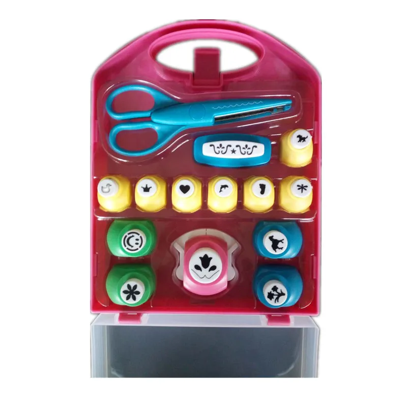 Jef Cute paper craft punch sets for children with 11 kinds of patterns and a scissors , Free