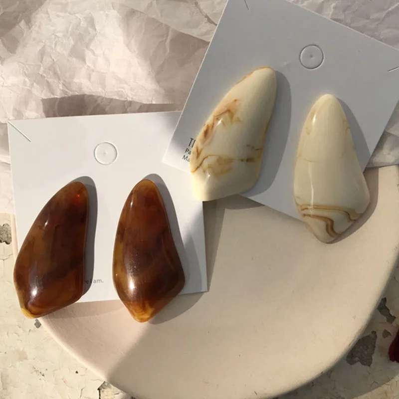 

Anti-allergy S925 Silver Needle Irregular Geometric Twilight Ivory Drop Earrings For Women Acetic Acrylic Statement Earring