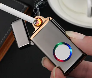

2PCS/LOT Creative Lights Ultra-thin Double-sided Lighter USB Rechargeable Eletronic Lighter
