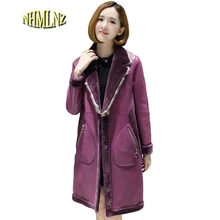 Зимняя элегантная Высококачественная Женская куртка из натуральной кожи Новая повседневная женская кожаная куртка с длинным рукавом LH23