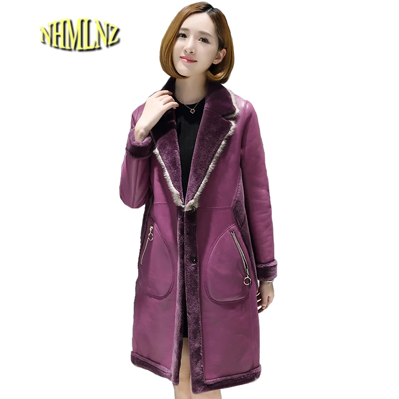 

Winter Elegant High-end Women Genuine Leather jacke 2019 New Casual Shearling Long-sleeved Women Leather jacke S-XXXL LH23