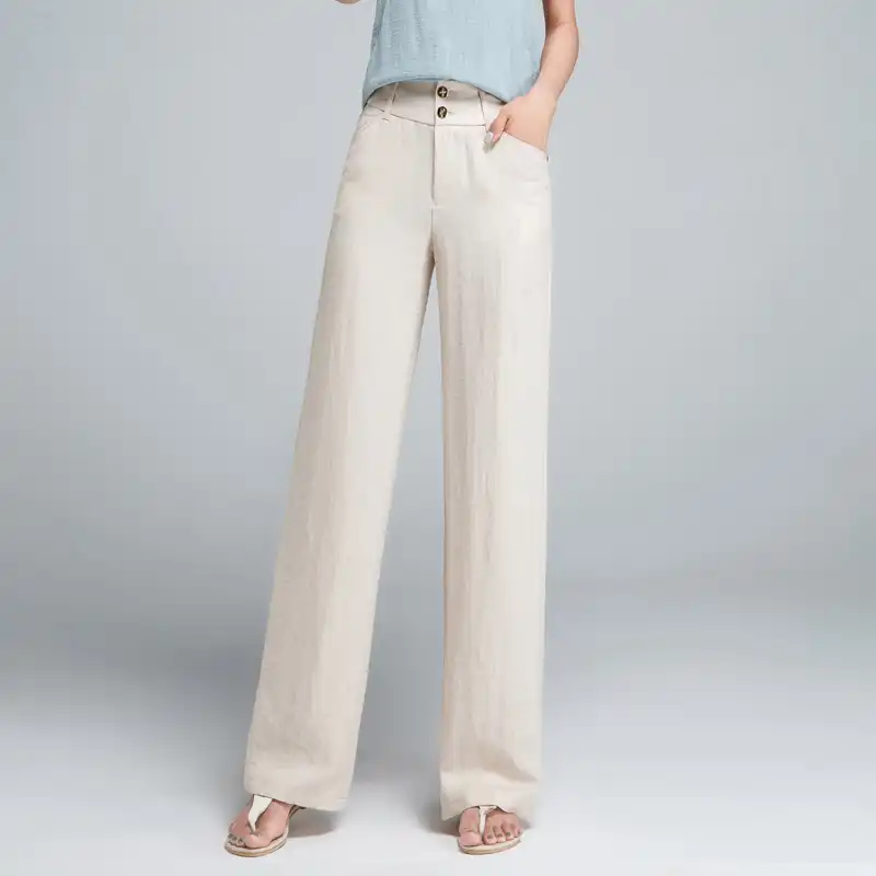 plus size high waisted linen pants
