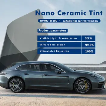 

SUNICE VLT35% Car Sunshade Film Car Windshield Window Accessories UV400 Series Nano Ceramic Film Self Adhesive Stciker 0.5x8m