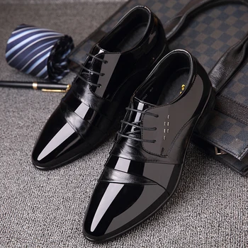 

OSCO Formal Men PU Leather Shoes Italian Dress Male Footwear Pointed Toe Business Office Working Oxford Shoes Men