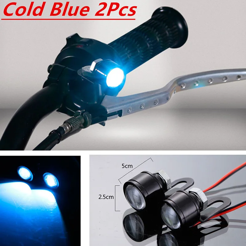 

2PCS Motorcycle Spotlight Cold Blue Lens LED Headlight Daytime Running Light