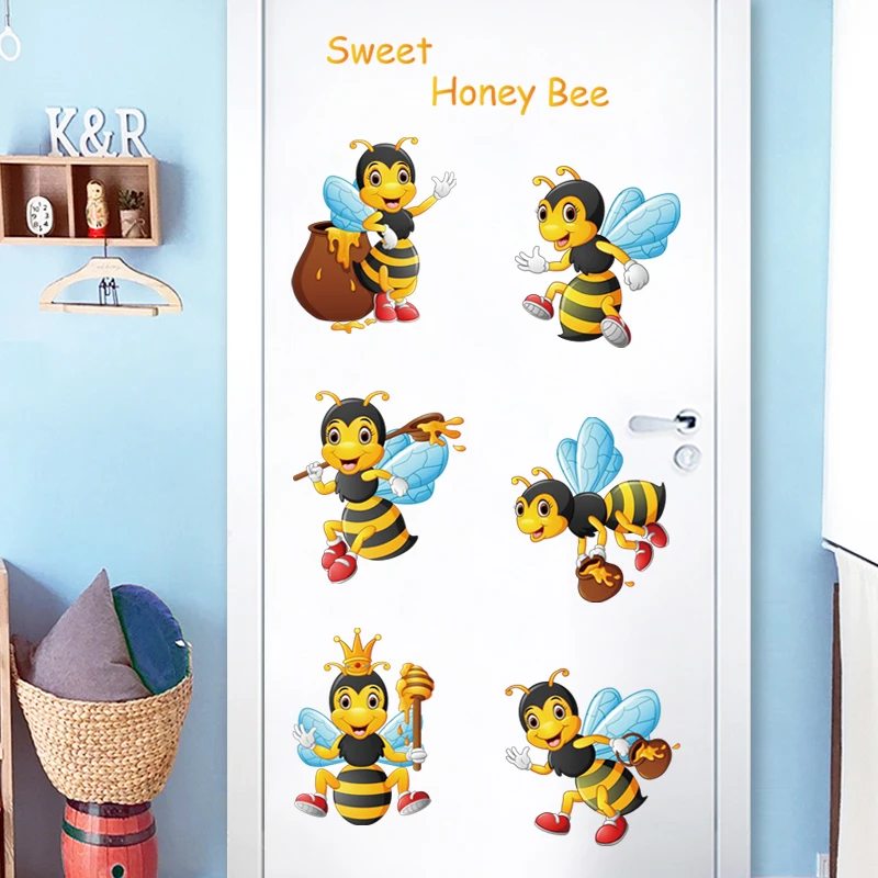 DIY Милая пчела Наклейка на стену s для детской комнаты домашний декор маленькие настенные наклейки с животными детская Виниловая наклейка для детского сада