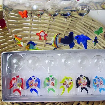 

6pcs Custom Hand Blown aquarium float glass fish Figurines marine Style Decoration pendant lamp working miniature animal statues