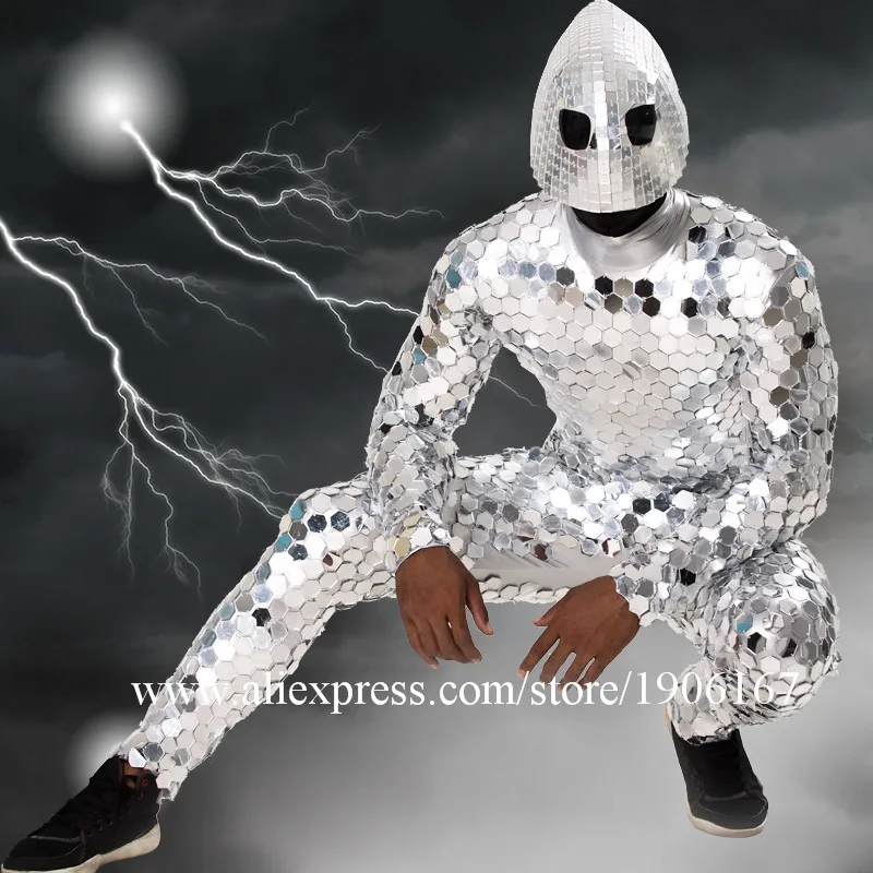 New unique futuristic alien male costume nightclub male GOGO cool mirror man costume commercial men's clothing3