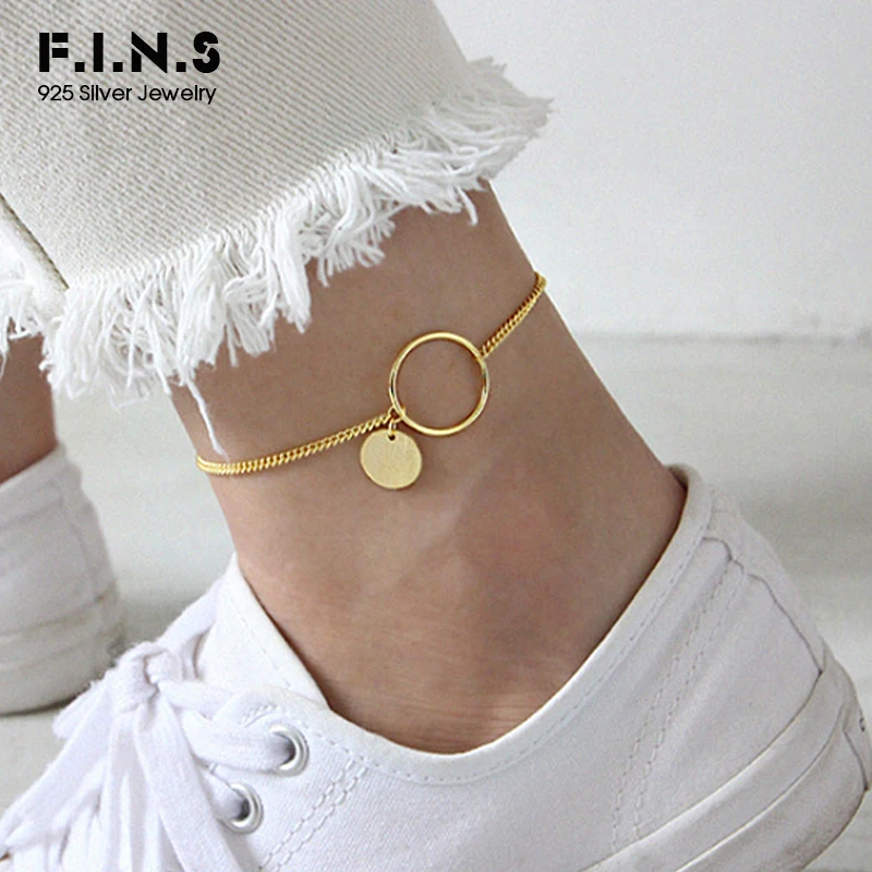 F.I.N.S Anklet Silver 925 Bracelet Foot Barefoot Sandal Minimalist Jewelry Round Circle 925 Sterling Silver Bracelets for Women F.I.N.S Anklet Silver 925 Bracelet Foot Barefoot Sandal Minimalist Jewelry Round Circle 925 Sterling Silver Bracelets for Women