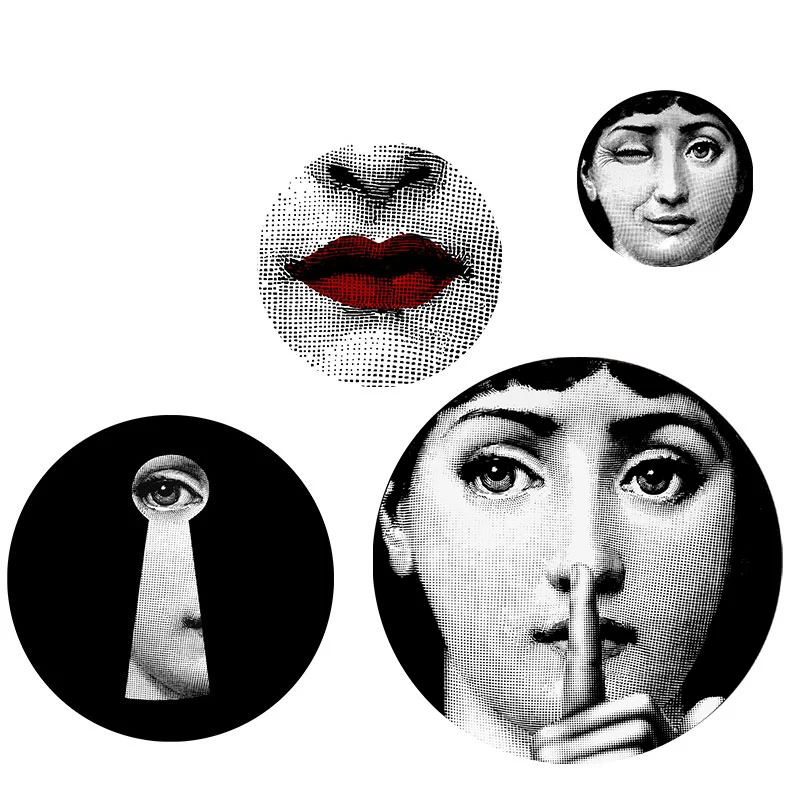 

Milan Italy Designer fornasetti wallpaper same as 8 inch plates separated wall stickers for DIY bar home wall decoration