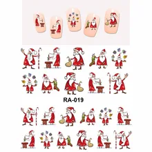 Наклейка на ногти водная наклейка слайдер Рождество Санта Клаус носки Луна снеговик подарки коробка дети RA019-024