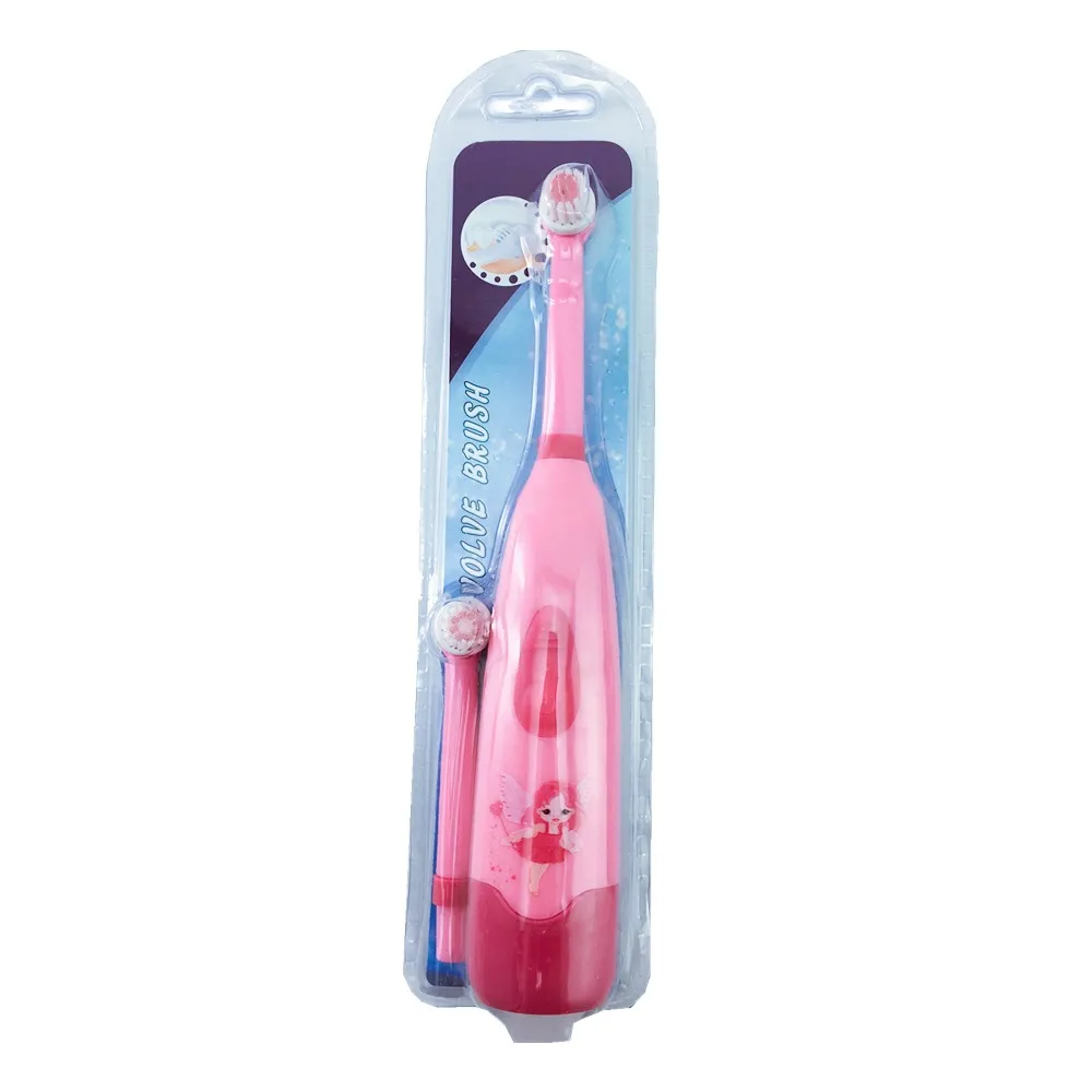 Детская электрическая зубная щетка с мультипликационным рисунком, зубная щетка с аккумулятором, электрическая зубная щетка для детей, молодых людей - Цвет: Pink