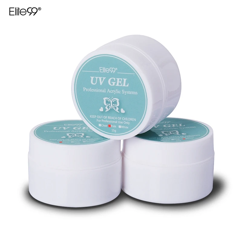 

Elite99 UV Nail Gel 15g White Clear Pink Builder Gel For Nail Extensions Acrylic Nail Tips Nail Art UV Gel Varnishes