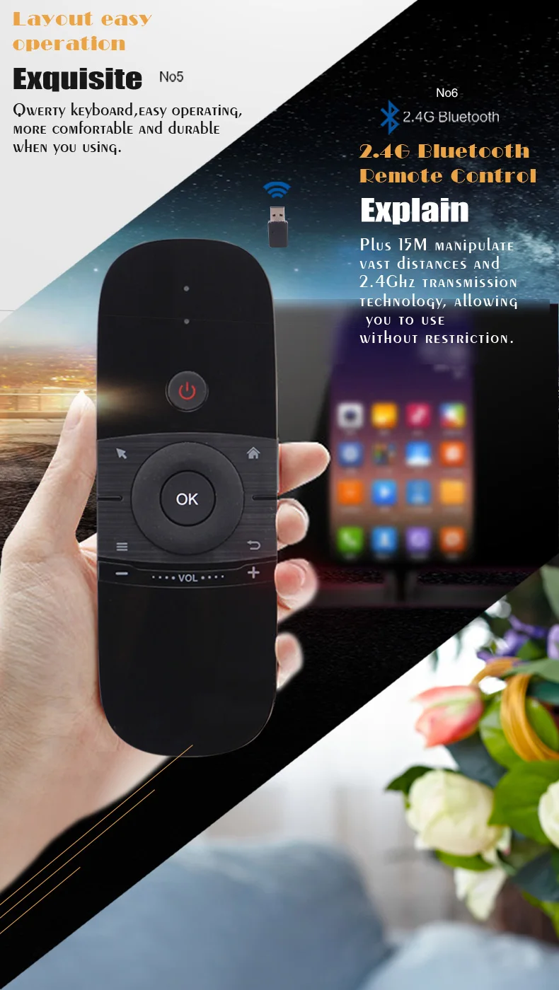 Беспроводная клавиатура W1 MINI Air mouse на русском и английском языках, 2,4G, сенсорная воздушная мышь для Android 9,0, ТВ-приставка, клавиатура для ПК и g20