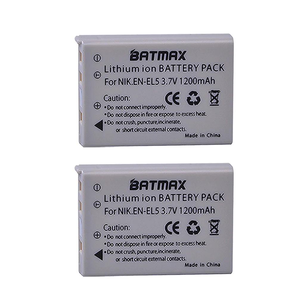 Batmax 2 шт. EN-EL5 EN EL5 ENEL5 аккумуляторная батарея для камеры NIKON Coolpix P530 P520 P510 P100 P500 P5100 P5000