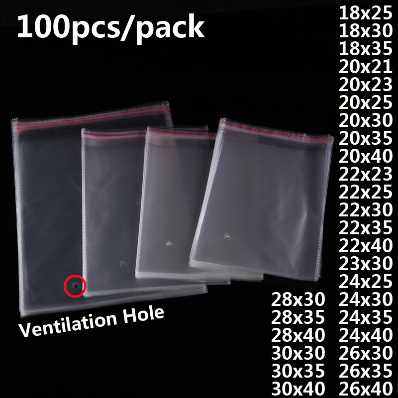 100PCS 투명 셀프 씰링 가방 분명 자체 접착 OPP 폴 리 플라스틱 포장 가방 의류 장난감 쥬얼리 비닐 봉지