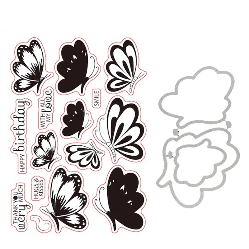 

Butterfly Transparent stamp/Matched Metal Cutting Dies Stencils for DIY Scrapbooking Stamp Decorative Embossing card making