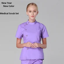 New Arrived!Hospital Beauty Salon Clinic Woman Doctor Surgical Scrub Set Short Sleeve Isolation Medical Suit Nurse Shirt Pant 09