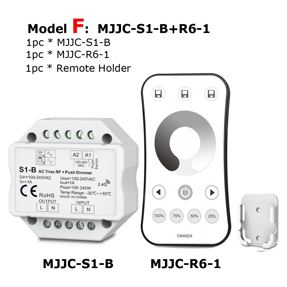 Светодиодный диммер 220 в 230 В 110 В AC Triac беспроводной РЧ с регулируемой яркостью кнопочный переключатель с 2,4G дистанционным 220 В диммер переключатель для светодиодный лампы S1-B - Цвет: Model F