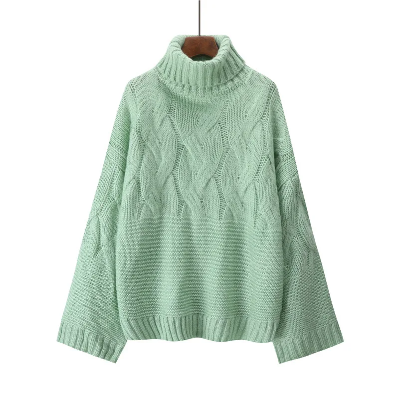 Nagodo Loose Turtleneck Sweaters 2019 Autumn Winter Knitted Pullovers Casual Thick Pure Colour Sweater Mujer Pull Femme Nagodo Loose Turtleneck Sweaters 2019 Autumn Winter Knitted Pullovers Casual Thick Pure Colour Sweater Mujer Pull Femme