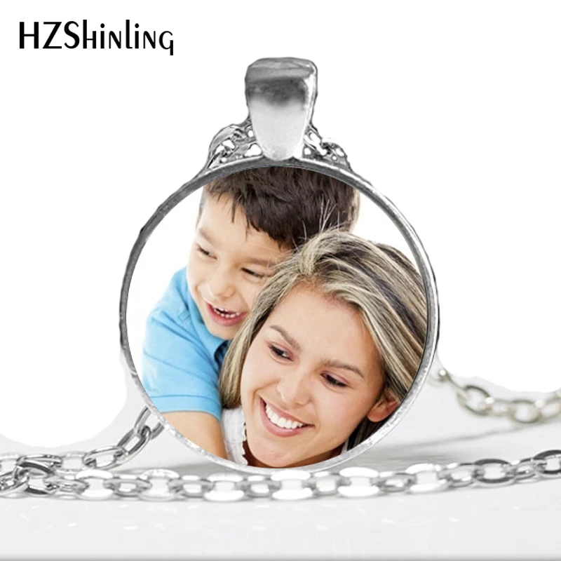 

Personalized Custom Necklace Glass Dome Pendants Photo Of Your Baby Mom of Child Grandpa Pendant Handmade Jewelry OMG
