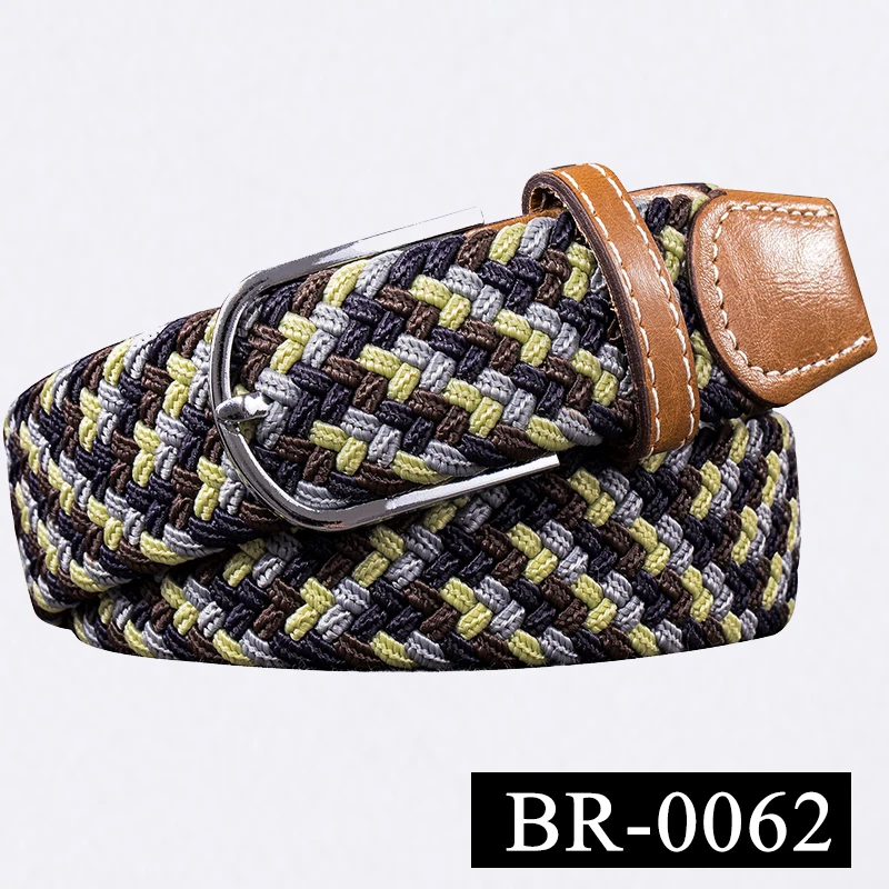 

BR-0062 Men's Women Elastic Belt Casual Jeans Belt Strap High Quality Canvas Woven Cowboy Knitted Belt Pin Buckle 3.5cm Width