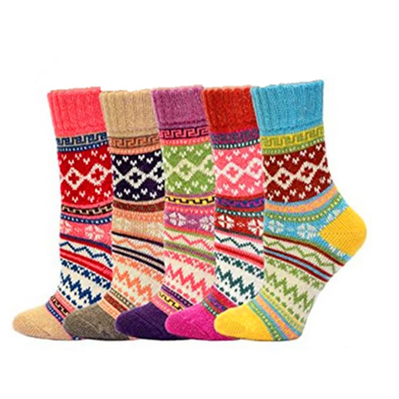 Wool Socks In Tube Sock Thick Section Warm Women Socks Cotton Knitting ...