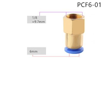 PCF6-01 PCF воздушный фитинг 4 6 8 10 12 мм шланговая трубка 1/" 3/8" 1/" BSP 1/4" Женский латунный пневматический, с резьбой соединитель Быстрый Соединительный фитинг - Цвет: PCF6-01