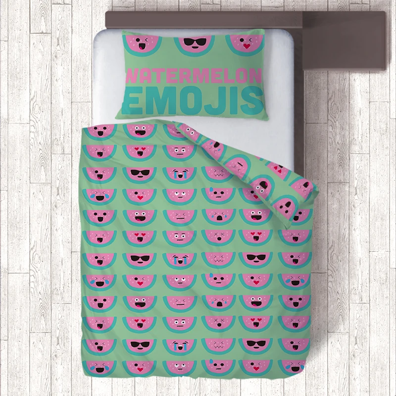 النعناع/الوردي البطيخ الرموز التعبيرية أغطية الفراش مجموعات للبنين والبنات نوم ، الأطفال حاف تغطية أكياسها واحدة مجموعة مفروشات