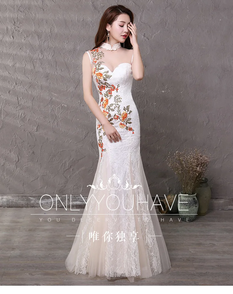 Вечернее платье кружевное традиционное китайское Ципао женское ...