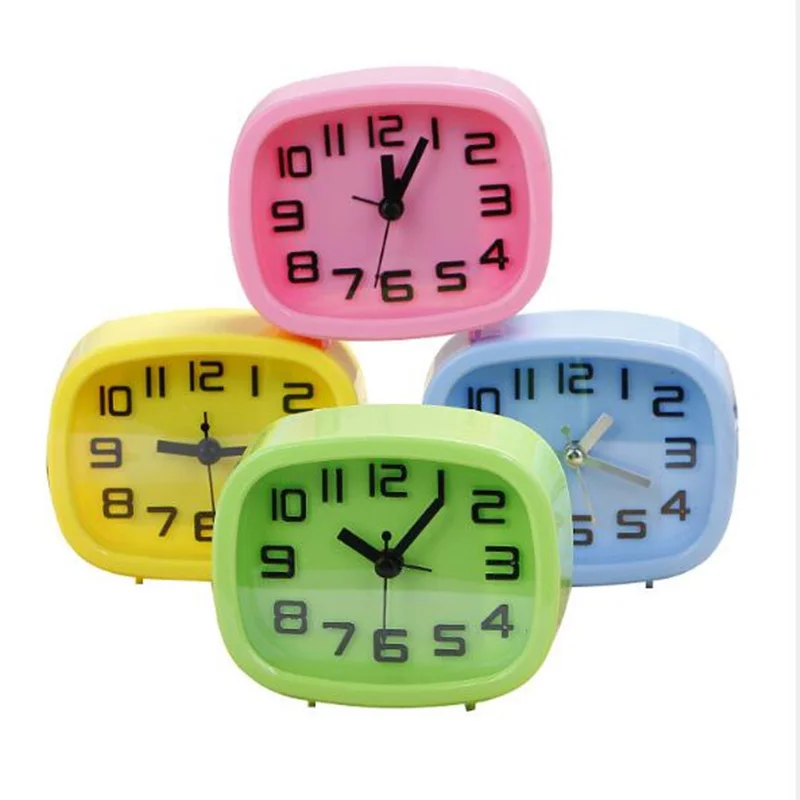 Creative Small Bed Alarm Clock colorful cartoon Children Student Desk Table Clock toy kids gift Home Decoration Office Supplies