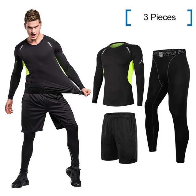 EU Men Quick Dry Breathable Workout Suits Mens Compression Running Sets ...