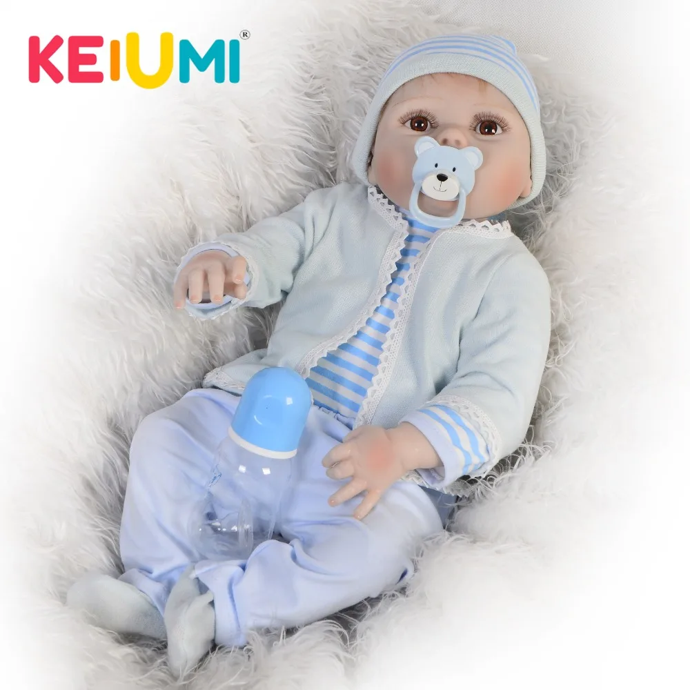 

KEIUMI 23 Inch Real Reborn Baby Dolls Full Silicone Vinyl Body Realistic Alive Baby Reborn Doll For Kids Playmate Toys Gift