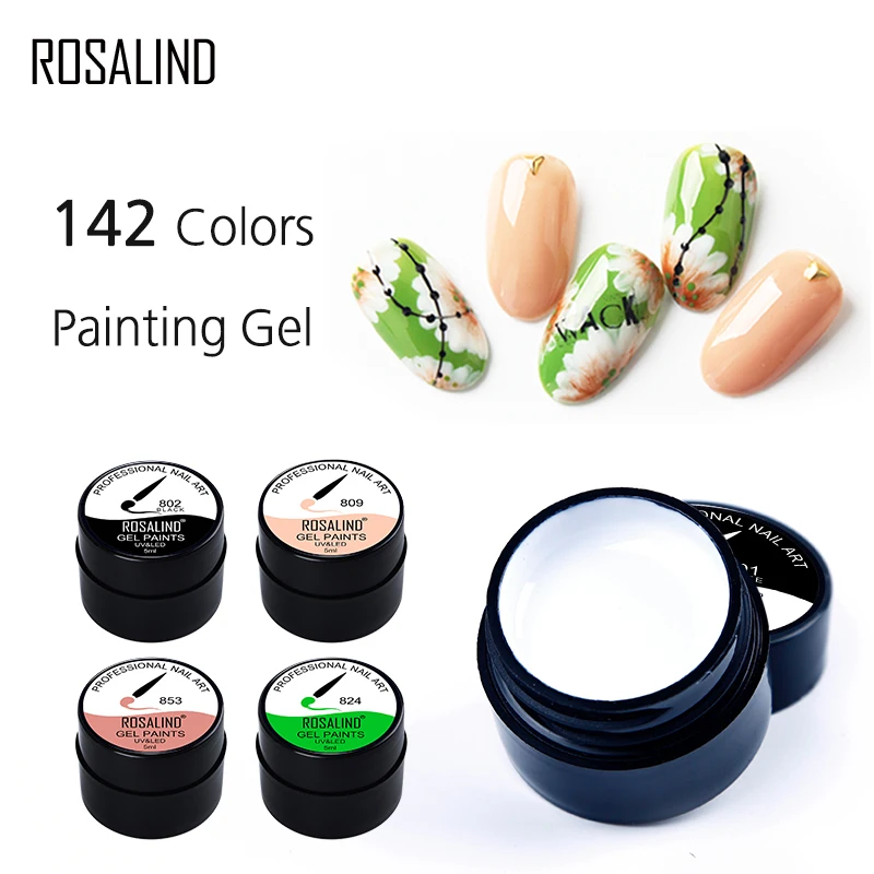142 шт./лот) ROSALIND 5 мл картина гель лак набор гель-лаков для ногтей для маникюра DIY Hybird дизайн праймер для ногтей