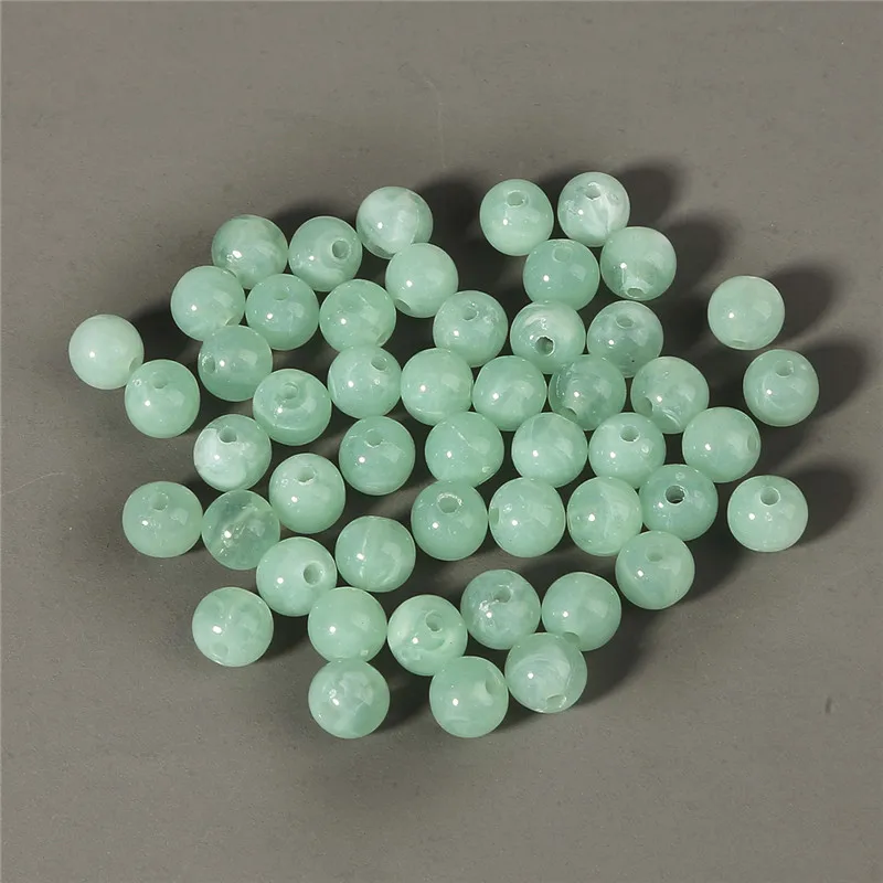 Wholesale 6mm 8mm 10mm Acrylic Clouds Beads Effect Round BEADS Spacer Loose Beads For Jewelry Making DIY Bracelet - Цвет: Light Green