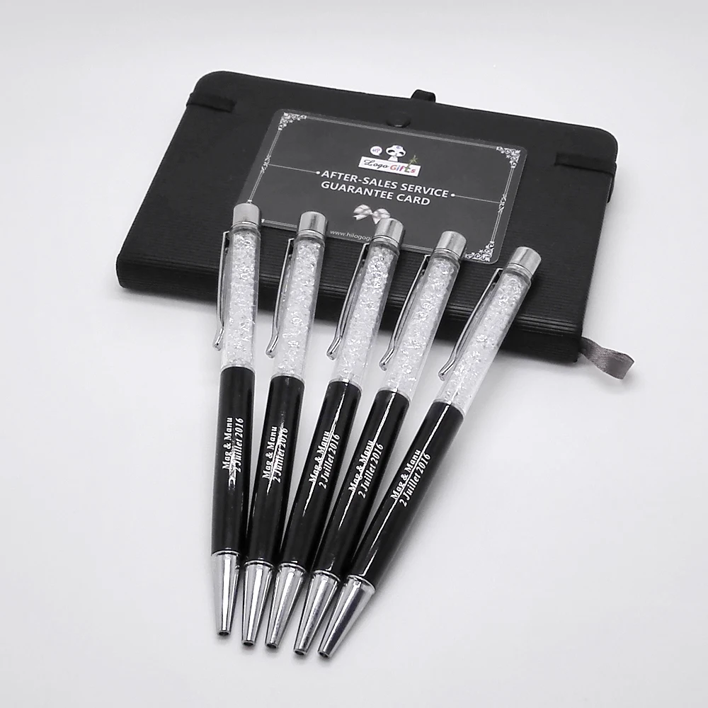 

2019 Fashion wedding crystal wedding pens with diamonds 10pcs a lot 10colors custom printing with your wedding date and text