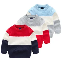 Свитер для маленьких мальчиков; сезон весна-осень; теплые трикотажные свитеры высокого качества для мальчиков; Хлопковый вязаный свитер; пуловер; детская одежда