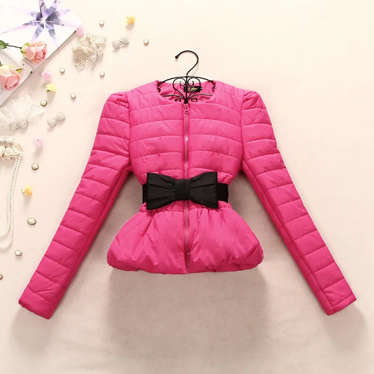Новое Модное детское зимнее пуховое короткое корейское пальто с бантом для девочек-подростков куртка для маленьких девочек пуховик с бантом на поясе - Цвет: Лаванда