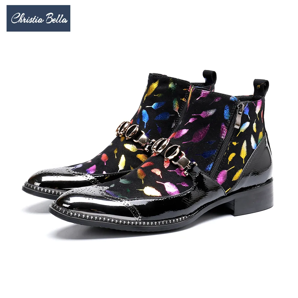 Männer Partei Leder Schuhe Kurze Echte Hochzeit Große Stiefel Christia Formale Ankle Bella Mehrfach Bullock Größe Mode Kleid xpnqvIE