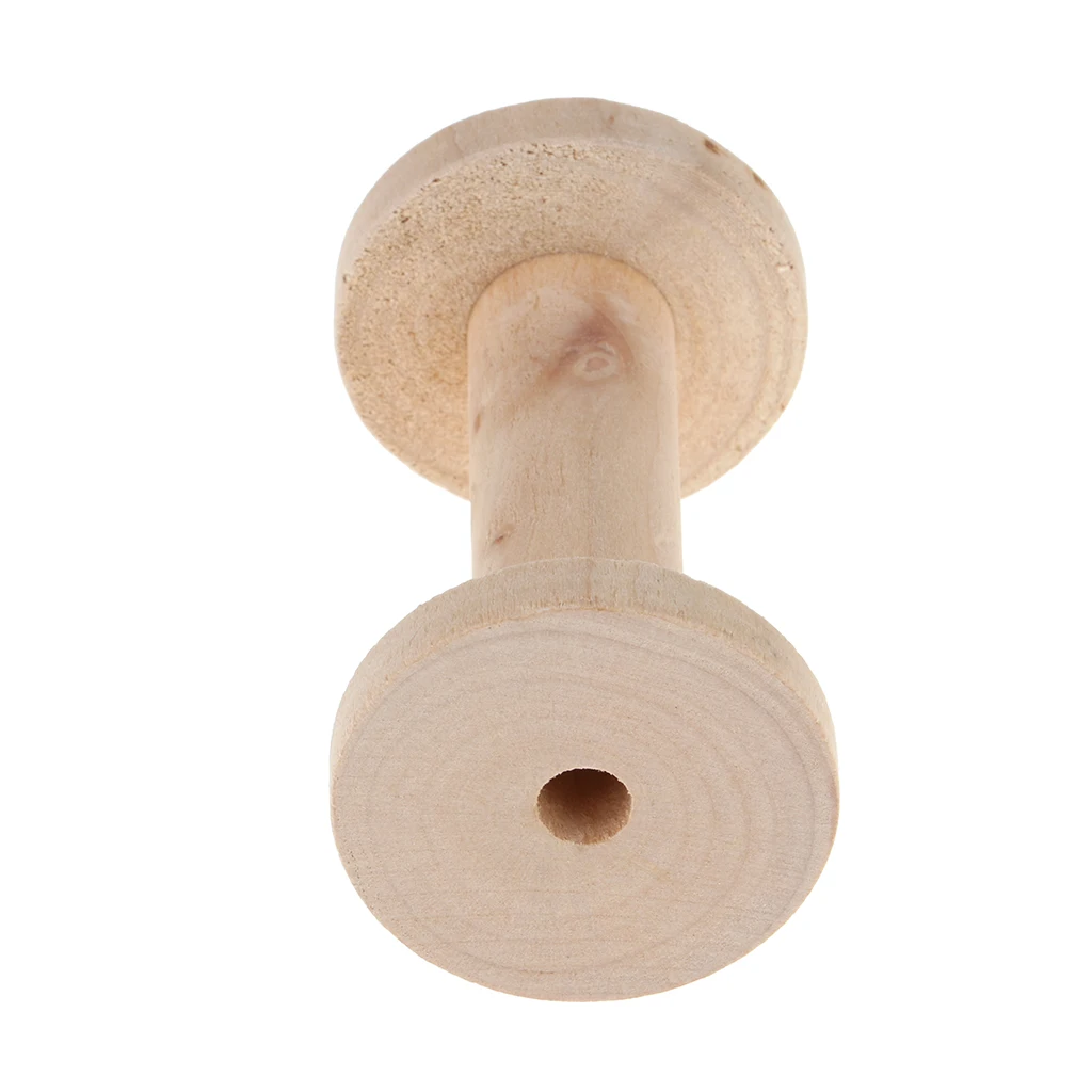 1x Natural Wooden Spool for Thread String Rolling Wire Bobbin Sewing Tools DIY Needlework Accessories