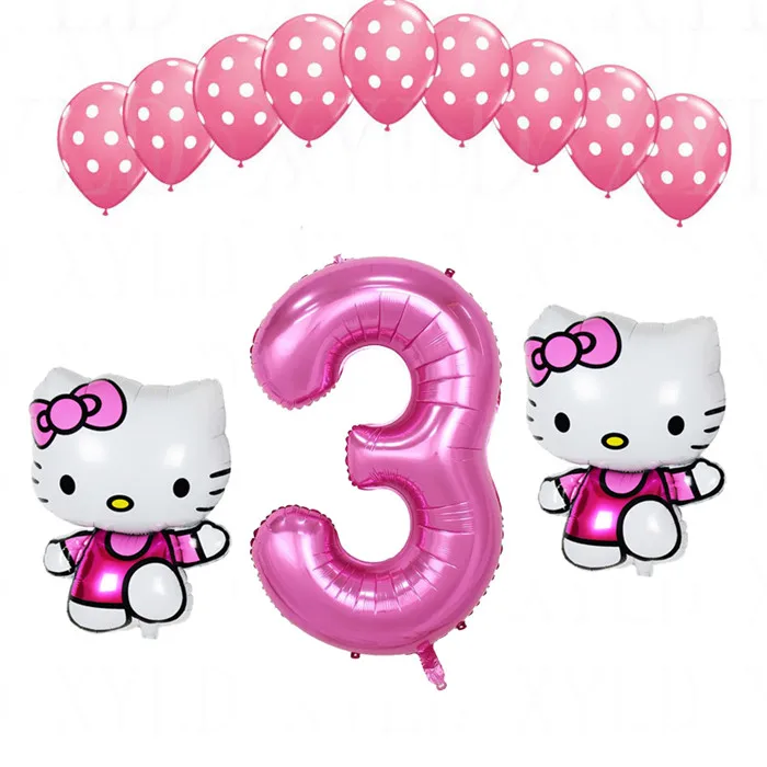 1 комплект, воздушный шар hello kitty с цифрами 40 дюймов, латексные шары в розовый горошек для девочек 1, 2, 3, 5 лет, декор для дня рождения, Детские шары - Цвет: Зеленый