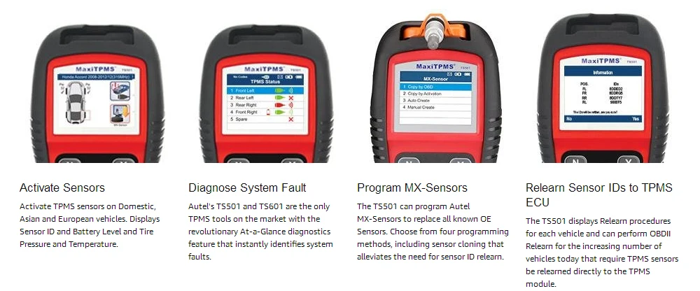 Autel MaxiTPMS TS501 OBD2 сканер автомобильный диагностический инструмент автоматический сканер инструмент для измерения давления в шинах Инструмент считыватель кодов TPMS сервис